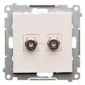 TASF2.01/114 Gniazdo antenowe SAT typu F podwójne Jasnoszary Mat Simon 55 - Widok z przodu