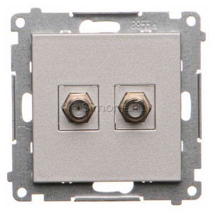 TASF2.01/143 Gniazdo antenowe SAT typu F podwójne Aluminium Mat Simon 55 - Widok z przodu