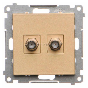 TASF2.01/144 Gniazdo antenowe SAT typu F podwójne Szampański Mat Simon 55 - Widok z przodu