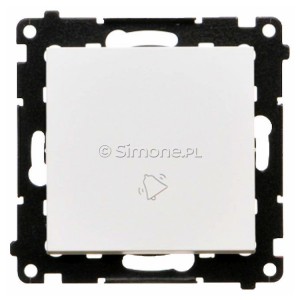 TD1.01/111 Przycisk dzwonkowy 10A Biały Mat Simon 55 - Widok z przodu