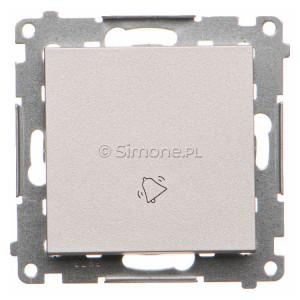 TD1.01/143 Przycisk dzwonkowy 10A Aluminium Mat Simon 55 - Widok z przodu