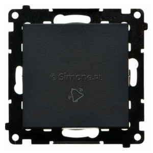 TD1.01/149 Przycisk dzwonkowy 10A Czarny Mat Simon 55 - Widok z przodu