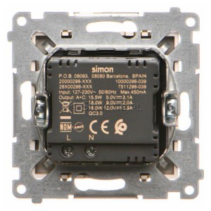 Ładowarka 2xUSB C+A 30W 5-9-12V Quick Charge Szampański Mat Simon 55 - Widok z tyłu)