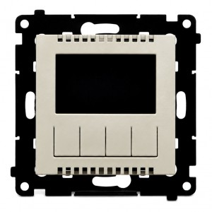 TETD1A.01/142 Termostat elektroniczny z programatorem tygodniowym, wyświetlaczem LCD i wewnętrznym czujnikiem temperatury Kaszmirowy Simon 55 - Widok z przodu