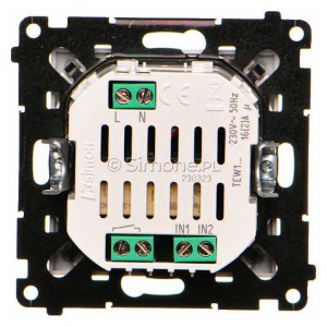 Łącznik elektroniczny pojedynczy z funcją przycisku lub łącznika czasowego 16A 230V Jasnoszary Mat Simon 55 - Widok z tyłu)