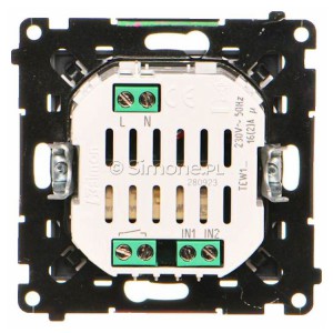 Łącznik elektroniczny pojedynczy z funcją przycisku lub łącznika czasowego 16A 230V Grafitowy Mat Simon 55 - Widok z tyłu)
