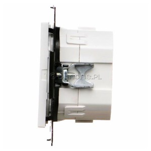 Łącznik elektroniczny podwójny z funcją przycisku lub łącznika czasowego 2x10A 230V Biały Mat Simon 55 - Widok z boku)