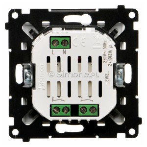 Łącznik elektroniczny podwójny z funcją przycisku lub łącznika czasowego 2x10A 230V Biały Mat Simon 55 - Widok z tyłu)