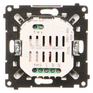TEZ1G.01/111 Centralny/Grupowy elektroniczny sterownik roletowy 4-funkcyjny z podświetleniem stanu pracy typu LED Biały Mat Simon 55 - Widok z tyłu)