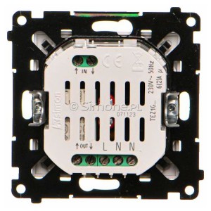 TEZ1G.01/143 Centralny/Grupowy elektroniczny sterownik roletowy 4-funkcyjny z podświetleniem stanu pracy typu LED Aluminium Mat Simon 55 - Widok z tyłu)