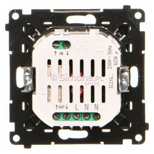 Centralny/Grupowy elektroniczny sterownik roletowy 4-funkcyjny z podświetleniem stanu pracy typu LED Czarny Mat Simon 55 - Widok z tyłu)