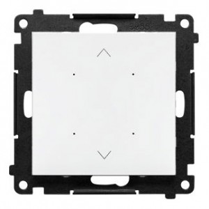 TEZ1L.01/111 Lokalny elektroniczny sterownik roletowy 4-funkcyjny z podświetleniem stanu pracy typu LED Biały Mat Simon 55 - Widok z przodu