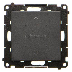 TEZ1L.01/149 Lokalny elektroniczny sterownik roletowy 4-funkcyjny z podświetleniem stanu pracy typu LED Czarny Mat Simon 55 - Widok z przodu