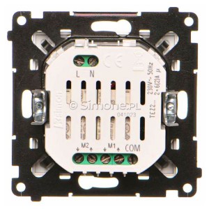 Łącznik/Przycisk roletowy podwójny elektroniczny 230V Aluminium Mat Simon 55 - Widok z tyłu)
