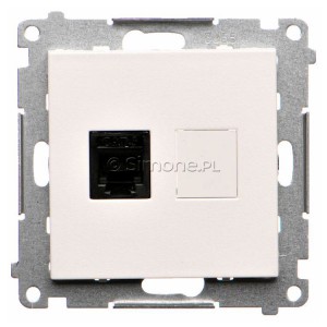 TF1.01/111 Gniazdo telefoniczne pojedyncze RJ12 Biały Mat Simon 55 - Widok z przodu