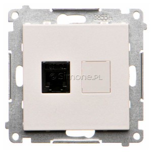 TF1.01/114 Gniazdo telefoniczne pojedyncze RJ12 Jasnoszary Mat Simon 55 - Widok z przodu