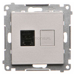 TF1.01/143 Gniazdo telefoniczne pojedyncze RJ12 Aluminium Mat Simon 55 - Widok z przodu