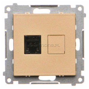 TF1.01/144 Gniazdo telefoniczne pojedyncze RJ12 Szampański Mat Simon 55 - Widok z przodu