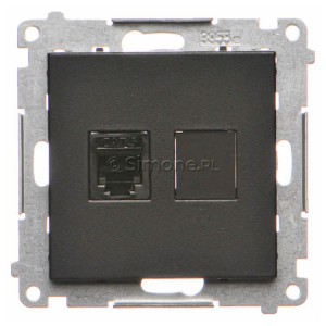 TF1.01/149 Gniazdo telefoniczne pojedyncze RJ12 Czarny Mat Simon 55 - Widok z przodu