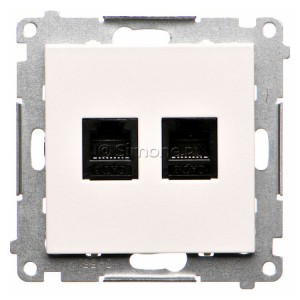 TF2.01/111 Gniazdo telefoniczne podwójne 2xRJ12 Biały Mat Simon 55 - Widok z przodu