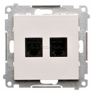 TF2.01/114 Gniazdo telefoniczne podwójne 2xRJ12 Jasnoszary Mat Simon 55 - Widok z przodu