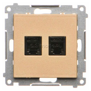 TF2.01/144 Gniazdo telefoniczne podwójne 2xRJ12 Szampański Mat Simon 55 - Widok z przodu
