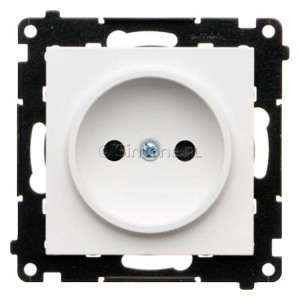 TG1CZ.01/111 Gniazdo pojedyncze bez bolca uziemiającego z przesłoną torów prądowych 16A, szybkozłącza Biały Mat Simon 55 - Widok z przodu