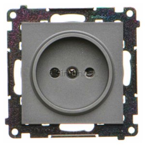 TG1CZ.01/116 Gniazdo pojedyncze bez bolca uziemiającego z przesłoną torów prądowych 16A, szybkozłącza Grafitowy Mat Simon 55 - Widok z przodu