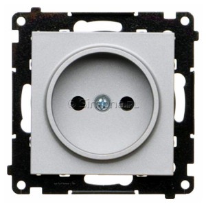 TG1CZ.01/143 Gniazdo pojedyncze bez bolca uziemiającego z przesłoną torów prądowych 16A, szybkozłącza Aluminium Mat Simon 55 - Widok z przodu