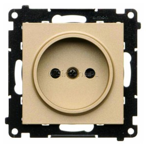 TG1CZ.01/144 Gniazdo pojedyncze bez bolca uziemiającego z przesłoną torów prądowych 16A, szybkozłącza Szampański Mat Simon 55 - Widok z przodu