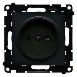 TG1CZ.01/149 Gniazdo pojedyncze bez bolca uziemiającego z przesłoną torów prądowych 16A, szybkozłącza Czarny Mat Simon 55 - Widok z przodu