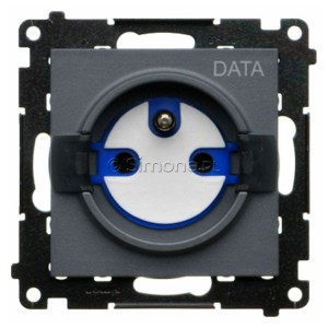 TGD1CZ.01/116 Gniazdo pojedyncze z bolcem uziemiającym typu DATA Grafitowy Mat Simon 55 - Widok z przodu