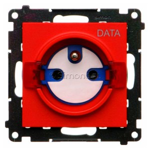 TGD1CZ.01/122 Gniazdo pojedyncze z bolcem uziemiającym typu DATA Czerwony Simon 55 - Widok z przodu