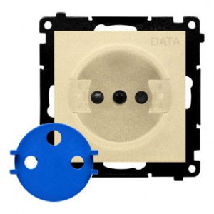 TGD1CZ.01/144 Gniazdo pojedyncze z bolcem uziemiającym typu DATA Szampański Mat Simon 55 - Widok z przodu
