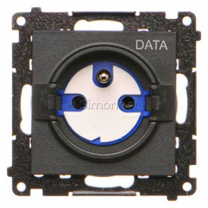 TGD1CZ.01/149 Gniazdo pojedyncze z bolcem uziemiającym typu DATA Czarny Mat Simon 55 - Widok z przodu