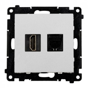 TGH21RJ45.01/114 Gniazdo HDMI v2.1 + Gniazdo komputerowe Kat.6 Jasnoszary Mat Simon 55 - Widok z przodu