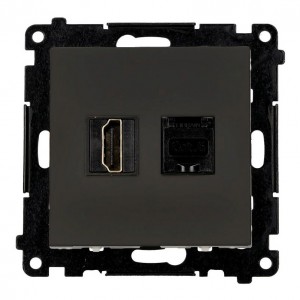 TGH21RJ45.01/116 Gniazdo HDMI v2.1 + Gniazdo komputerowe Kat.6 Grafitowy Mat Simon 55 - Widok z przodu