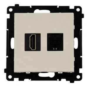 TGH21RJ45.01/142 Gniazdo HDMI v2.1 + Gniazdo komputerowe Kat.6 Kaszmirowy Simon 55 - Widok z przodu