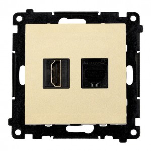 TGH21RJ45.01/144 Gniazdo HDMI v2.1 + Gniazdo komputerowe Kat.6 Szampański Mat Simon 55 - Widok z przodu