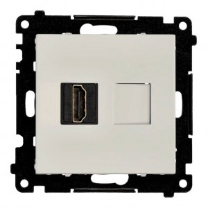 TGHDMI121.01/114 Gniazdo HDMI v2.1 pojedyncze Jasnoszary Mat Simon 55 - Widok z przodu