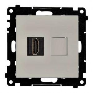TGHDMI121.01/143 Gniazdo HDMI v2.1 pojedyncze Aluminium Mat Simon 55 - Widok z przodu