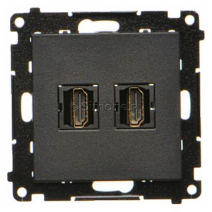 TGHDMI2.01/149 Gniazdo HDMI v1.4 podwójne Czarny Mat Simon 55 - Widok z przodu