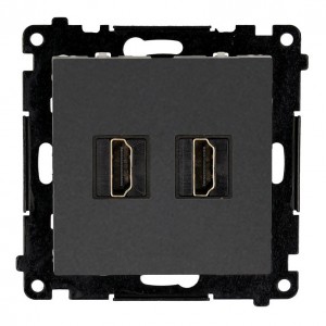 TGHDMI221.01/116 Gniazdo HDMI v2.1 podwójne Grafitowy Mat Simon 55 - Widok z przodu
