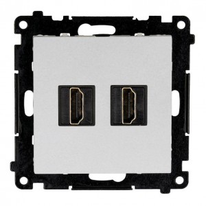 TGHDMI221.01/143 Gniazdo HDMI v2.1 podwójne Aluminium Mat Simon 55 - Widok z przodu