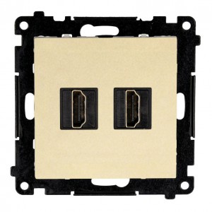 TGHDMI221.01/144 Gniazdo HDMI v2.1 podwójne Szampański Mat Simon 55 - Widok z przodu