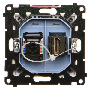 Gniazdo HDMI v1.4 + Gniazdo komputerowe Kat.6 Jasnoszary Mat Simon 55 - Widok z tyłu)