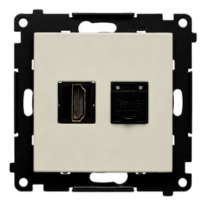 TGHRJ45.01/142 Gniazdo HDMI v1.4 + Gniazdo komputerowe Kat.6 Kaszmirowy Simon 55 - Widok z przodu