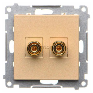 TGL.01/144 Gniazdo głośnikowe pojedyncze typu Banan, przewody do 6mm2 Szampański Mat Simon 55 - Widok z przodu