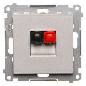 TGL1.01/143 Gniazdo głośnikowe pojedyncze, przewody do 2,5mm2 Aluminium Mat Simon 55 - Widok z przodu