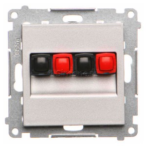 TGL2.01/143 Gniazdo głośnikowe podwójne, przewody do 2,5mm2 Aluminium Mat Simon 55 - Widok z przodu